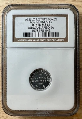 $14 • Buy Duncan, Arizona, Aluminum Merchant Token, Anillo Restrike: ROY BILLINGSLEY