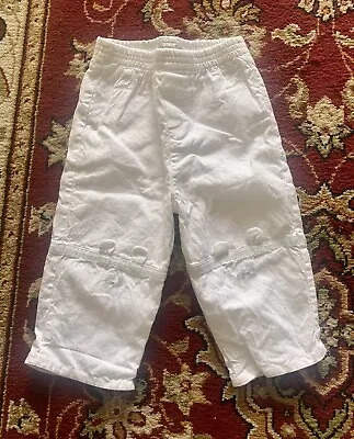 Mama’s And Papa’s White Jogging Bottoms. 6 - 9 Months. Cotton / Linen • £4.99