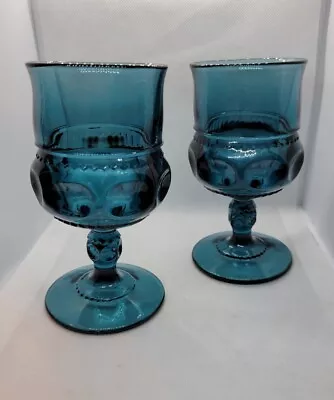 Set Of 2 Vintage Indiana Glass Kings Crown Thumbprint Footed Goblets  • $11.92