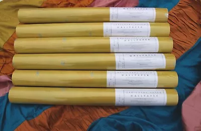 £180 • Buy DESIGNERS GUILD Vintage 1989 Wallpaper Block Printed Indian Yellow Ochre 6 Rolls