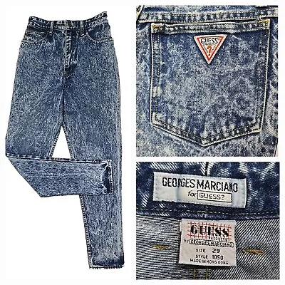 VINTAGE 80's Hong Kong GUESS Georges Marciano Jeans #1050 Acid Washed Sz 29 (26) • $74.99