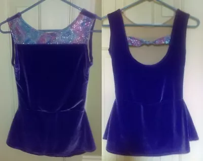 Ice Skating Dance Twirl Dress Purple Sleeveless Velour Girls XL Or AS • $29