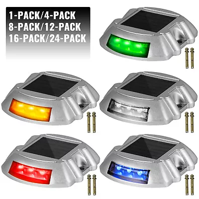 VEVOR 4-24 Pcs Solar Driveway Lights Multicolor LED Solar Dock Deck Lights IP68 • $35.99