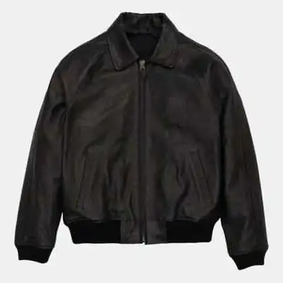 New Men's 90s Bomber Style Genuine Ostrich Embossed Leather Jacket XS To 3XL • $128