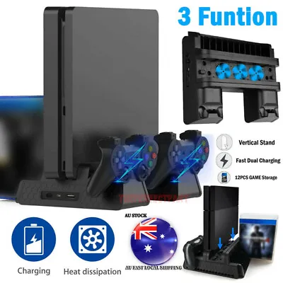 $42.74 • Buy For PS4/PS4 Slim/PS4 Pro Vertical Cooling Fan Stand Game Mount Charging Station