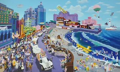 MELANIE TAYLOR KENT BOARDWALK OF ATLANTIC CITY 1986 Serigraph Hand Signed 30x48 • $249