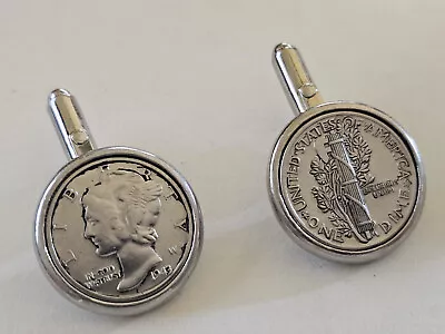 Brooks Brothers Mercury Liberty Dime 1943 Sterling Silver 925 Cufflinks. • $49