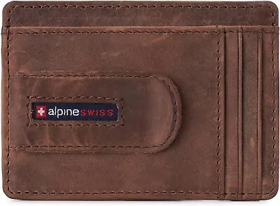 Alpine Swiss Dermot Mens RFID Safe Money Clip Front Pocket Wallet Leather Comes  • $34.42