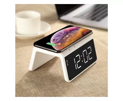 Brand New Rewyre QI Wireless Charger RGB LED Night Light  Dual Alarm Clock White • $48