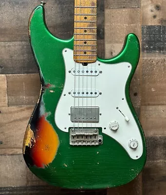 Friedman Vintage S Candy Green Over 3 Tone Burst Electric Guitar - With Hard Ca • $3559