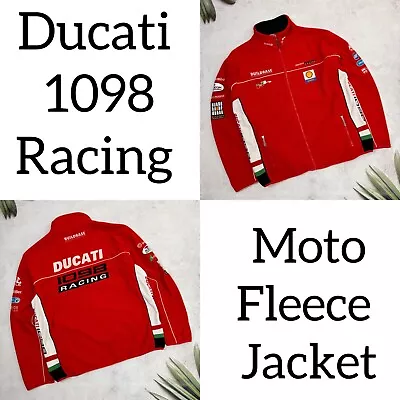 Y2K Ducati 1098 Racing Moto Fleece Jacket Full Zip Buildbase Brembo Red Size XL • $89