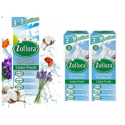£16.59 • Buy Zoflora Linen Fresh 3 In 1 Action Concentrated Disinfectant 500ml Pack Of 3