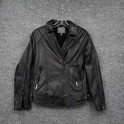 Muubaa Jacket Womens 2 Black Biker Asymmetric Zip Fitted Lined Nassau Leather • $74.99