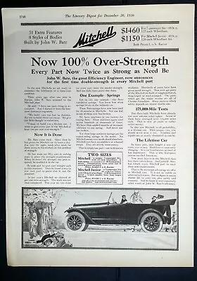 1916 Mitchell Motor Car Co 7 Passenger Auto Twice As Strong Vintage Art Print Ad • $14.80