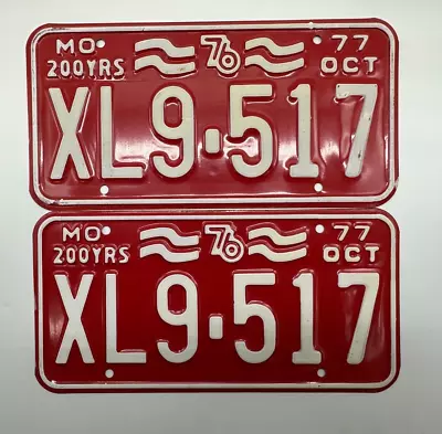 Missouri 1976-1977 BICENTENNIAL 200 YEARS License Plate PAIR # XL9 - 517 NEW • $37.49