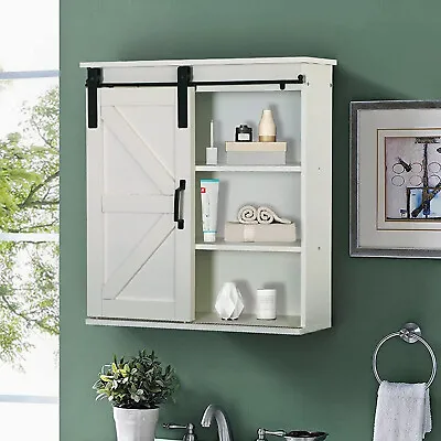 $69.34 • Buy Home Bathroom Wall Mount Medicine Cabinet Storage Cabinet With Sliding Barn Door