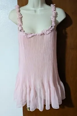Vtg Victoria's Secret Lingerie Sheer Nightgown Ruffle Chiffon Babydoll Pink Sz M • $39.99