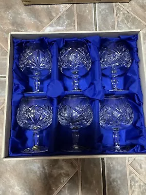 Vintage 6 Whiskey/Brandy/Cognac Crystal Glasses! Stunning! New! PICK UP ONLY! • $80