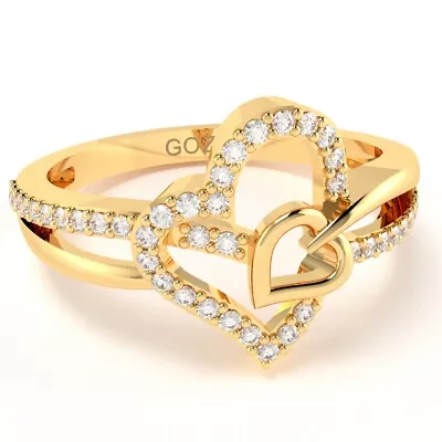 Sweethearts Heart-In-Heart Diamond Cocktail Ring In Rose Yellow White 14k Gold • £384.55