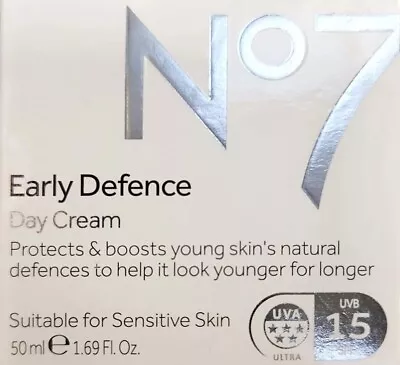 2 X No7 Early Defence Protects & Boosts Young Skin's Day Cream 50ml Brand New • £29.99