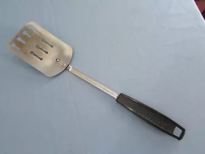 Vintage Ekco Chromium Plated 12  Key Slotted Spatula Turner - Black Nylon Handle • $9.99