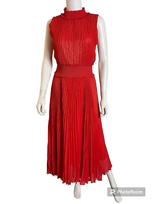 $168 Nanette Lepore Sleeveless Pleated Midi Dress Size 8 Saffron Sun • $28.40