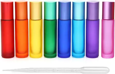 Mollensiuer 8Pcs 10ml(1/3oz) High-grade Colorful Frosted Roll On Bottles...  • $21.23