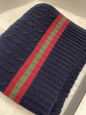 $595 Ralph Lauren Home 100% Cashmere Plush Throw Blanket Cable Cricket Navy • £261.23