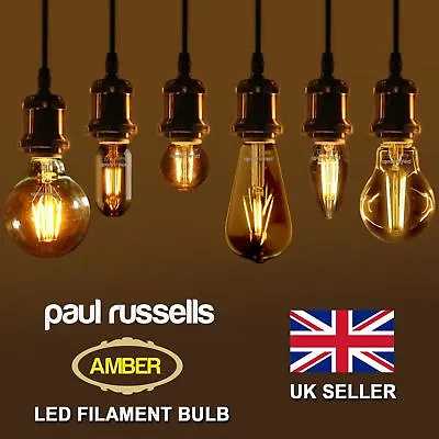 £7.99 • Buy E14 E27 B22 LED Retro Vintage Edison Extra Warm Amber Filament Light Bulbs 240V