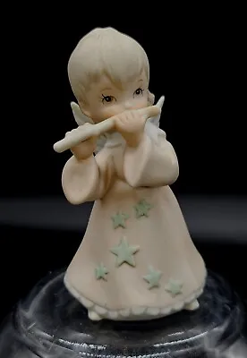 1982 Lefton Christopher Collection Flute Playing Angel Figurine Stars Matte 3½  • $14