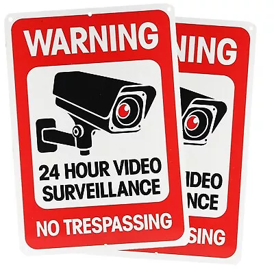 Set Of 2 Outdoor Video Surveillance Sign No Tresspass Sign (10x7 Inches • $10.89