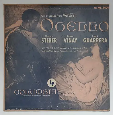Verdi's Otello SIGNED Frank Guarrera Vinyl Record Columbia ML 4499 Tested • $39.99