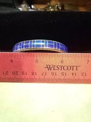 Vintage Zuni Ted Tsadiase Sterling Silver Blue Lapis Channel Cuff Bracelet • $50