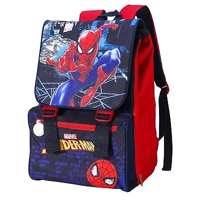 Spider-Man Large Backpack Square Flap Over Bag Waterproof Rucksack Children • £29.99