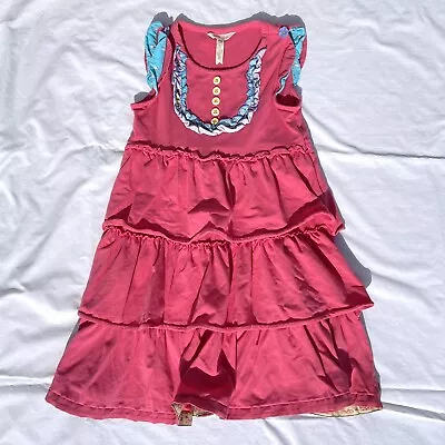 Matilda Jane Girls 10 Pink Blue Ruffled Sleeveless Dress • $19.98