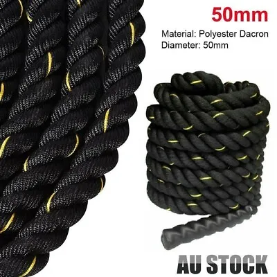 50mm 9M Battle Rope Strength Training Battling Power Home Fitness Exercise AU • $114.95