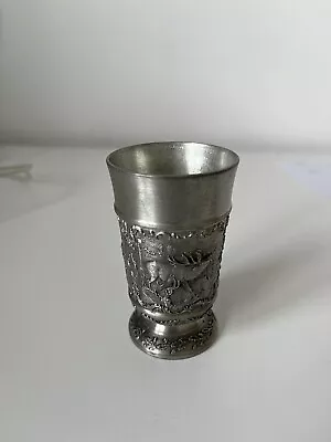 Vintage Zinn Pewter German Drinking Glass Goblet Chalice Cup Mug • £8