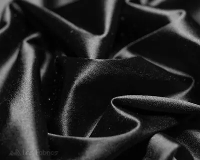 £13.54 • Buy Black 4 Way Stretch Silky Satin Fabric By Yard Thick Satin