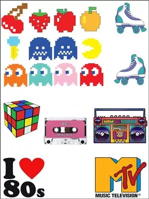 80s I Love The 80s Retro 1980 Edible Printed Cake Topper Kit Wafer Or Icing • £4.14