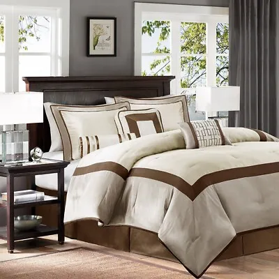 Madison Park Genevieve 7 Piece Colorblock Queen King Cal King Comforter Set • $133.64