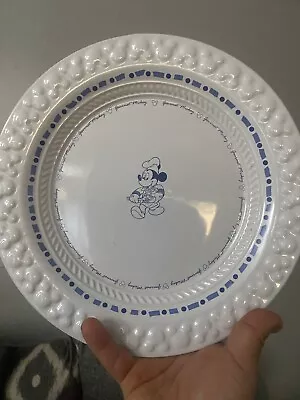 Disney Plate Gourmet Mickey Mouse Chef White Blue Embossed 10 3/4  • $30