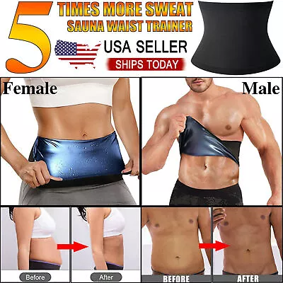 Waist Trimmer Unisex Weight Loss Sauna Trainer Wrap Belt Sweat Stomach Shaper • $9.59