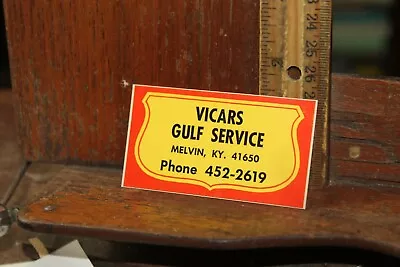 Vintage Decal Sticker Vicars Gulf Service Melvin Kentucky • $5