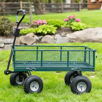 Heavy Duty Steel Garden Carts Yard Dump Wagon Cart Lawn Utility Cart Outdoor US • $148.50