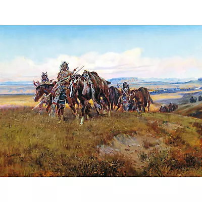 Russell In Enemy's Country Wild West Native American Painting Extra Large Poster • £18.49