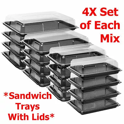 £35.99 • Buy 4X Set Each Mix Platters Trays With Lids For Parties, Sandwiches, Buffet, Caters
