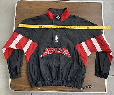 Vintage 90s Starter Chicago Bulls 1/2 Zip Pullover Windbreaker Jacket Men’s L • $134.95
