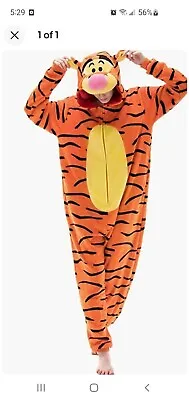 $9.95 • Buy Unisex Tigger Small Teen Adult Costume Tigger Pajamas Tiger Orange