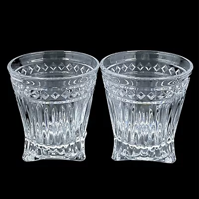 Whiskey Glasses Crystal Vintage Barware Tumblers Drinking Lowball Set Of 2 Bar • $16.99