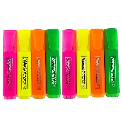 8 PCS Assorted Premium Highlighter Pens Fluorescent Pens Bright Colours Markers • £3.10